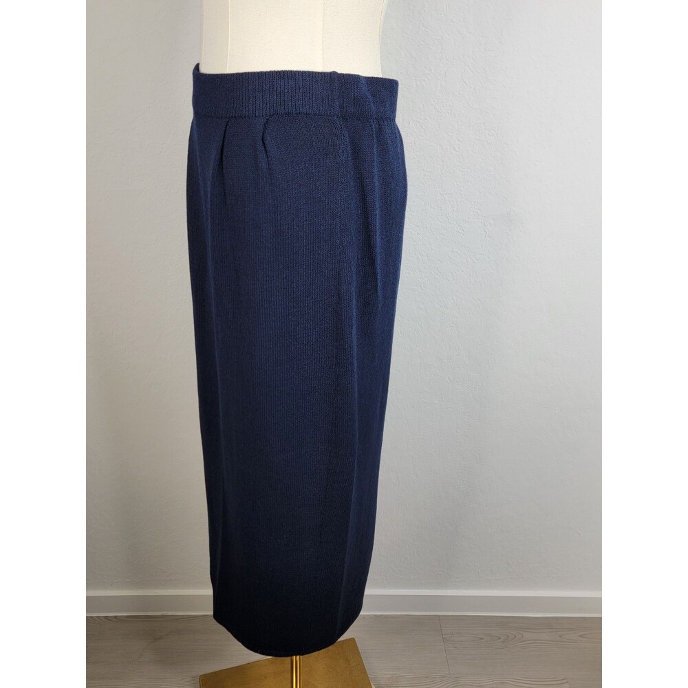 St. John Separates Navy Santana Knit Midi Skirt Size 8 Beautiful Made in USA - Picture 3 of 17